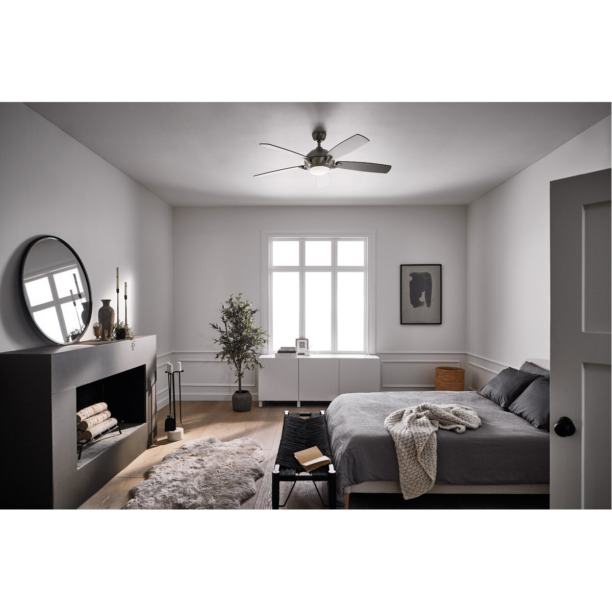 Geno 54 inch Brushed Stainless Steel with Silver Blades Ceiling Fan