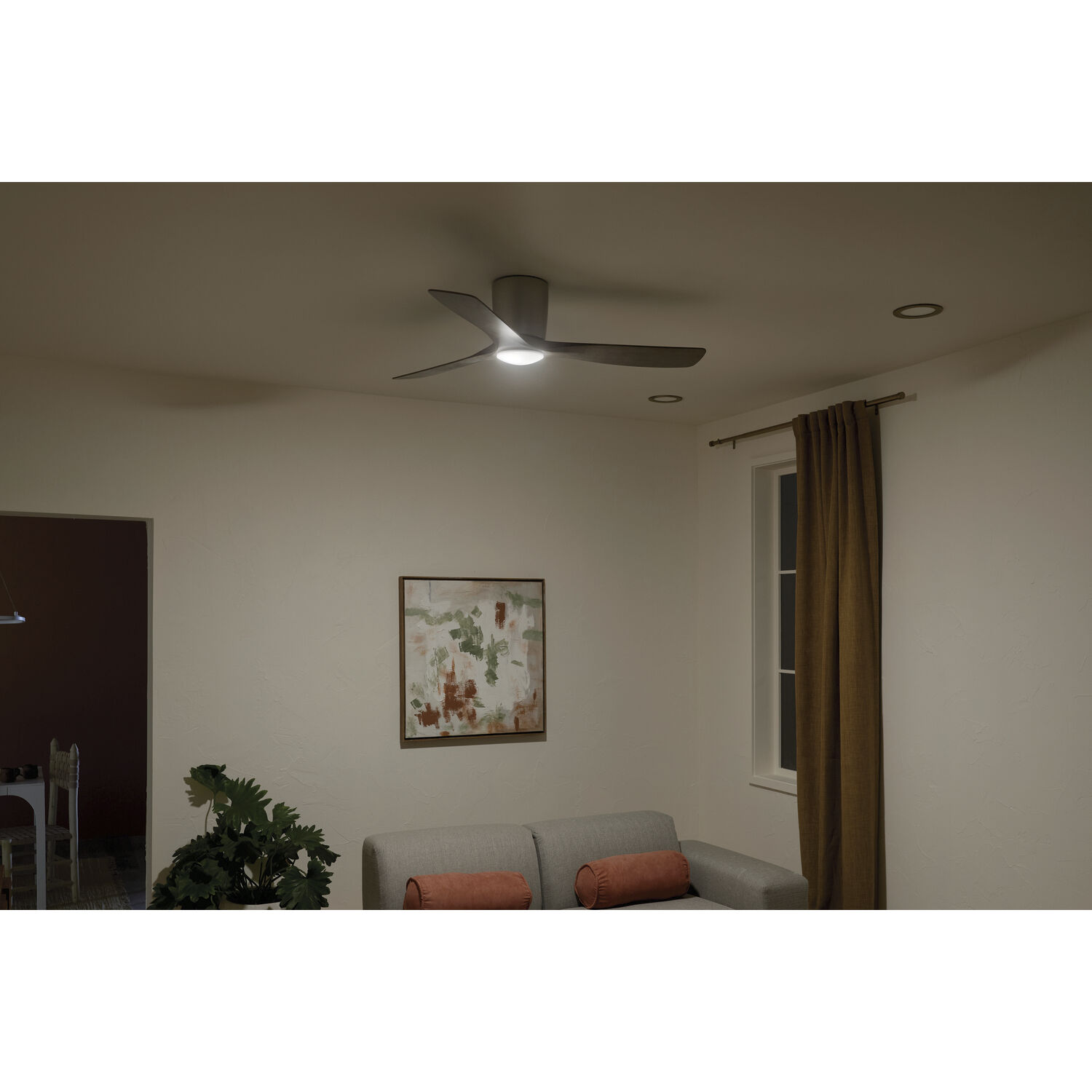 Volos 54 inch Brushed Nickel with Distressed Antique Gray/Distressed Antique Gray Blades Ceiling Fan