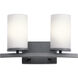 Crosby 2 Light 15 inch Black Wall Mt Bath 2 Arm Wall Light