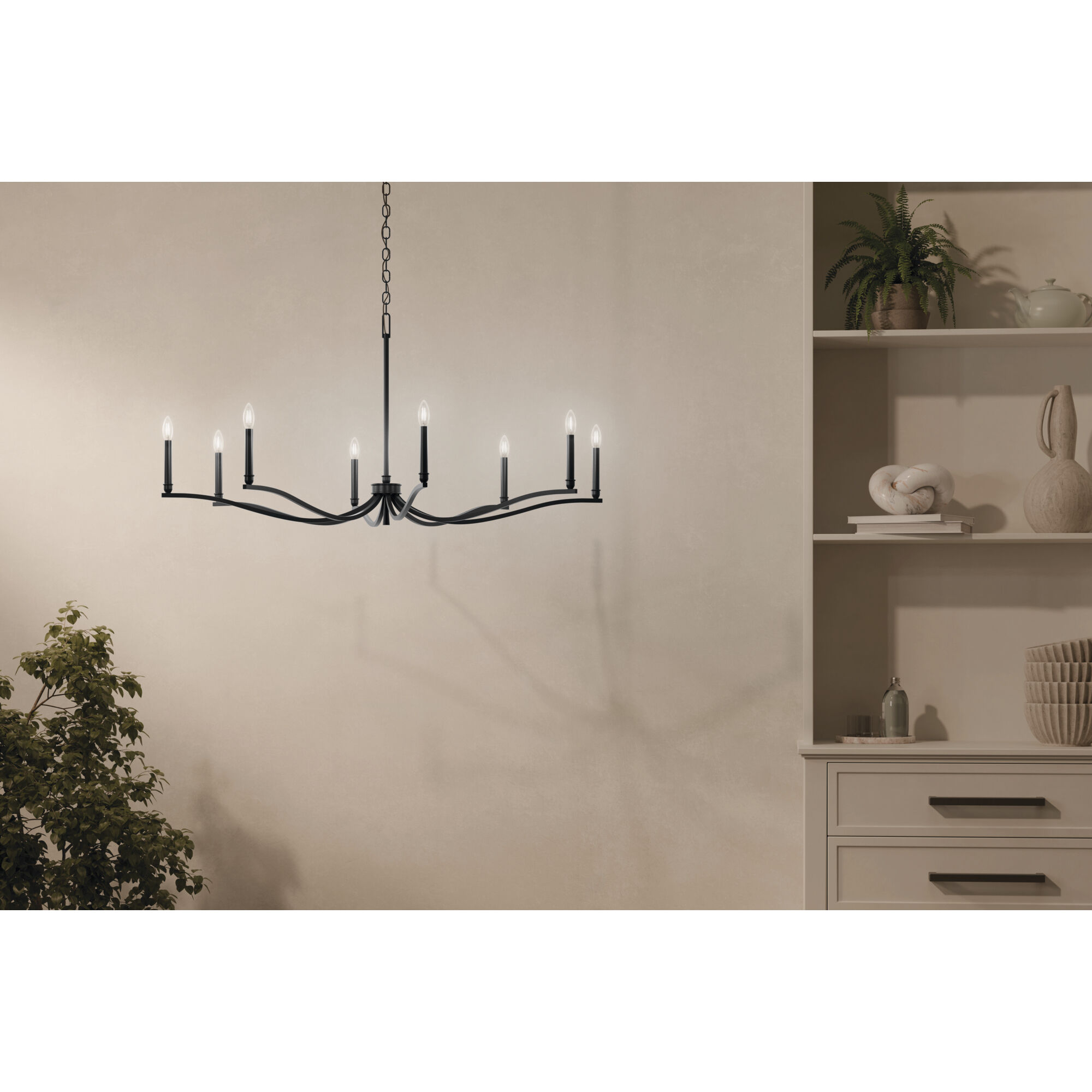 Malene 8 Light Black Chandelier Ceiling Light, 1 Tier Large