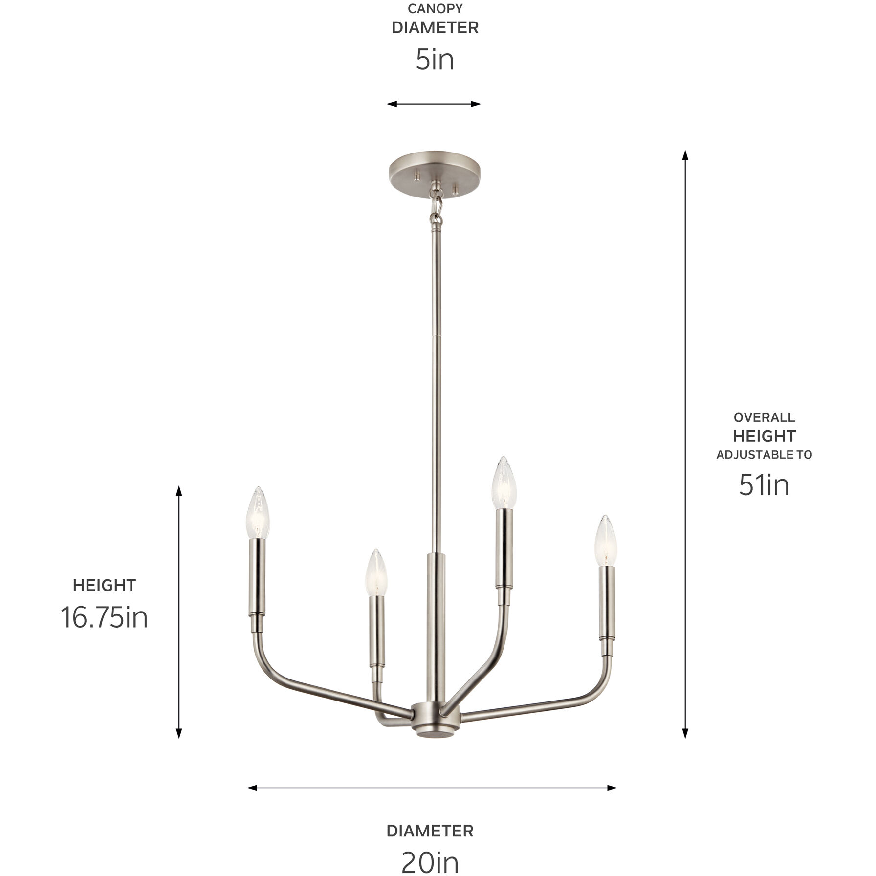 Madden 4 Light Brushed Nickel Chandelier/Semi Flush Ceiling Light
