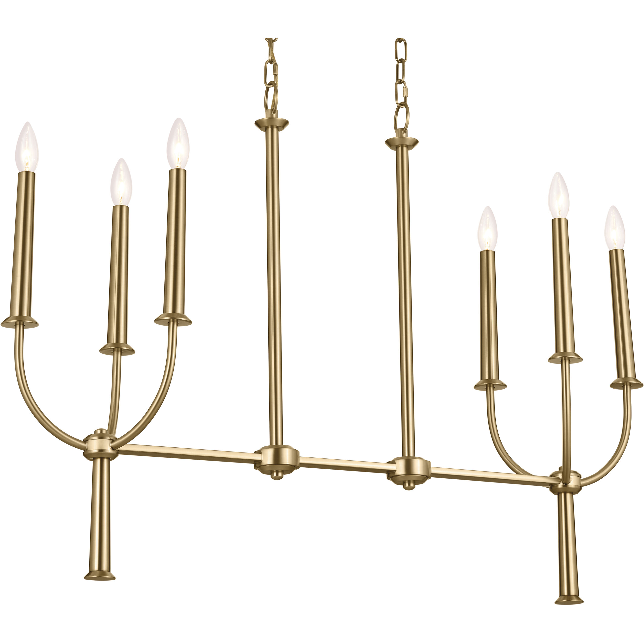Florence 6 Light 10 inch Brushed Natural Brass Chandelier Linear Ceiling Light