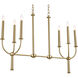 Florence 6 Light 10 inch Brushed Natural Brass Chandelier Linear Ceiling Light