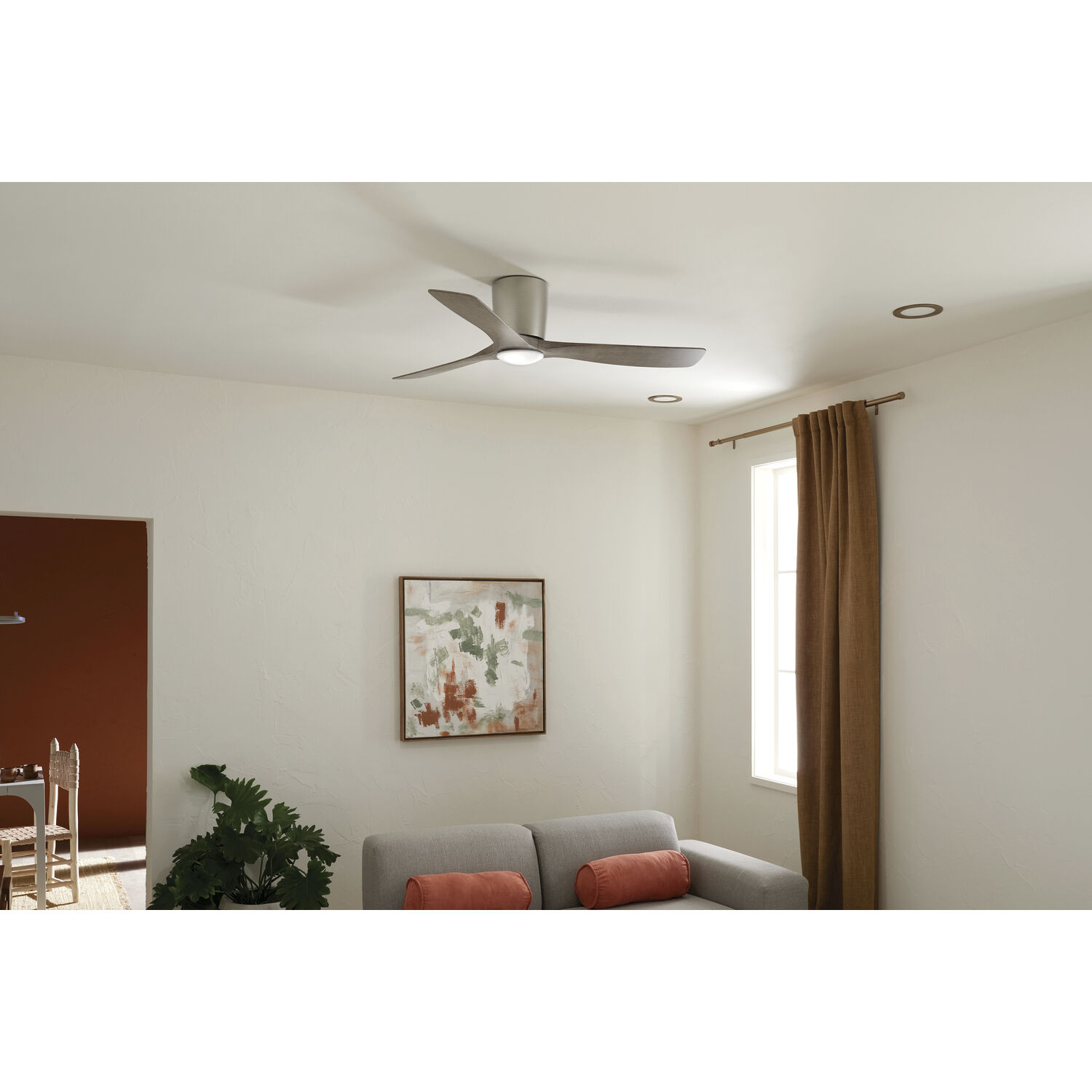 Volos 54 inch Brushed Nickel with Distressed Antique Gray/Distressed Antique Gray Blades Ceiling Fan