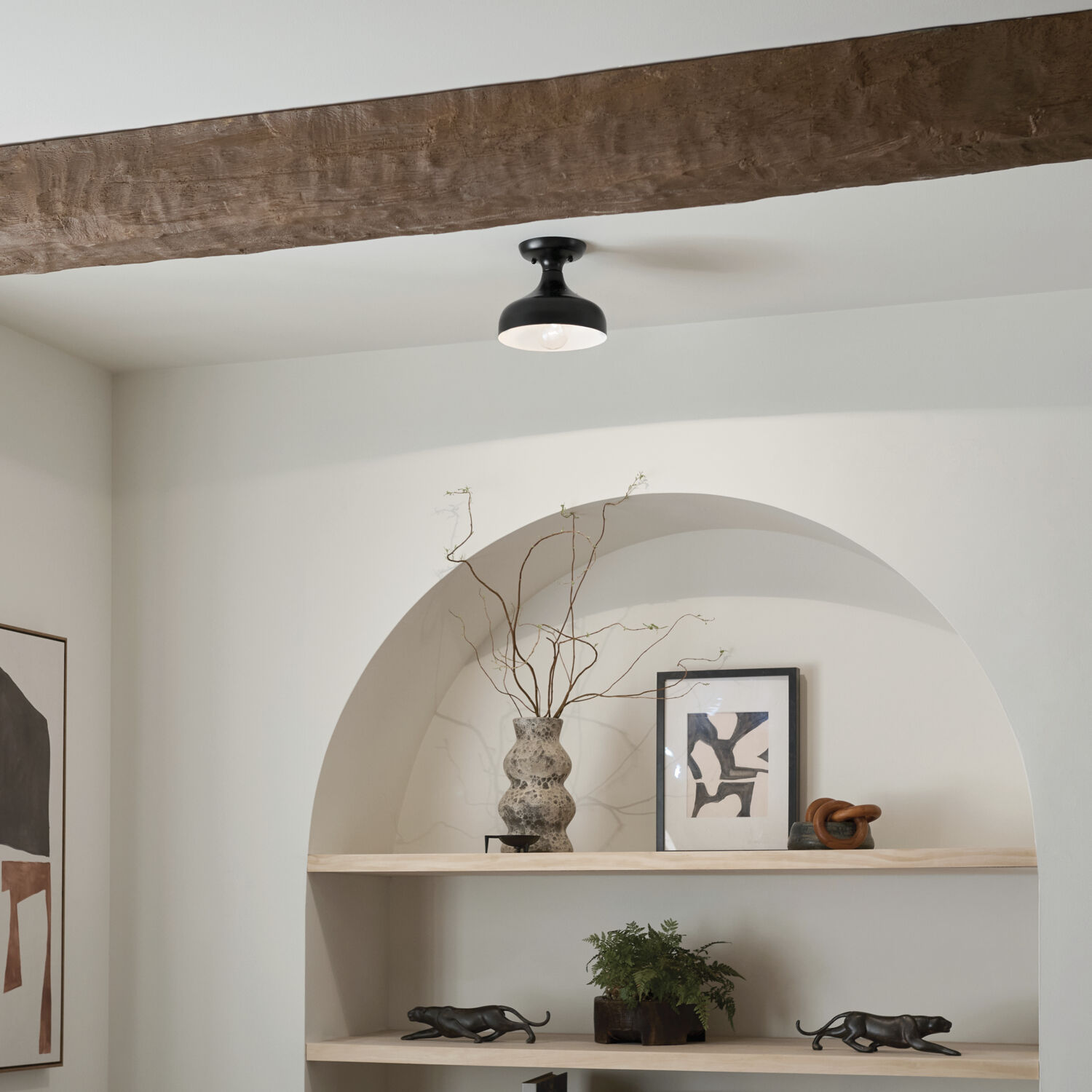 Kichler 52599BK Sisu LED 8 inch Black Semi Flush Mount Ceiling Light