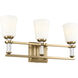 Rosalind 3 Light 23.75 inch Brushed Natural Brass Bath Vanity Light Wall Light