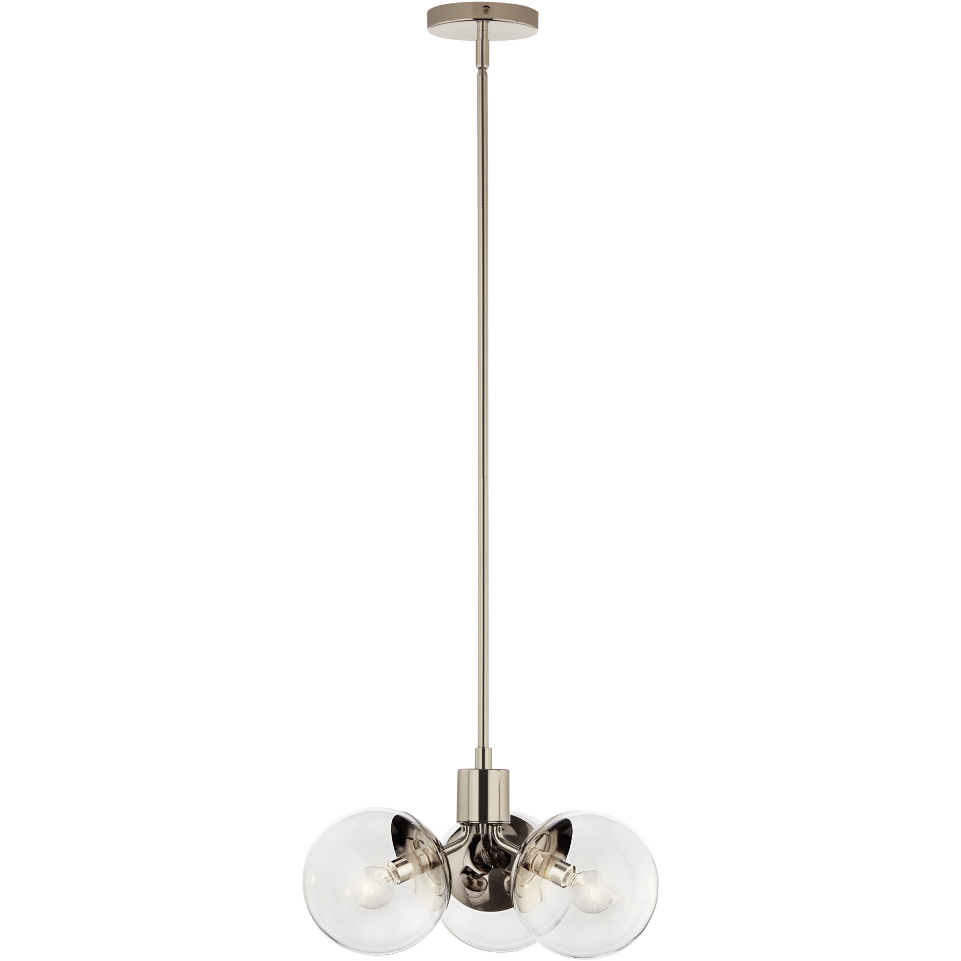 Silvarious 3 Light Polished Nickel Chandelier/Semi Flush Ceiling Light