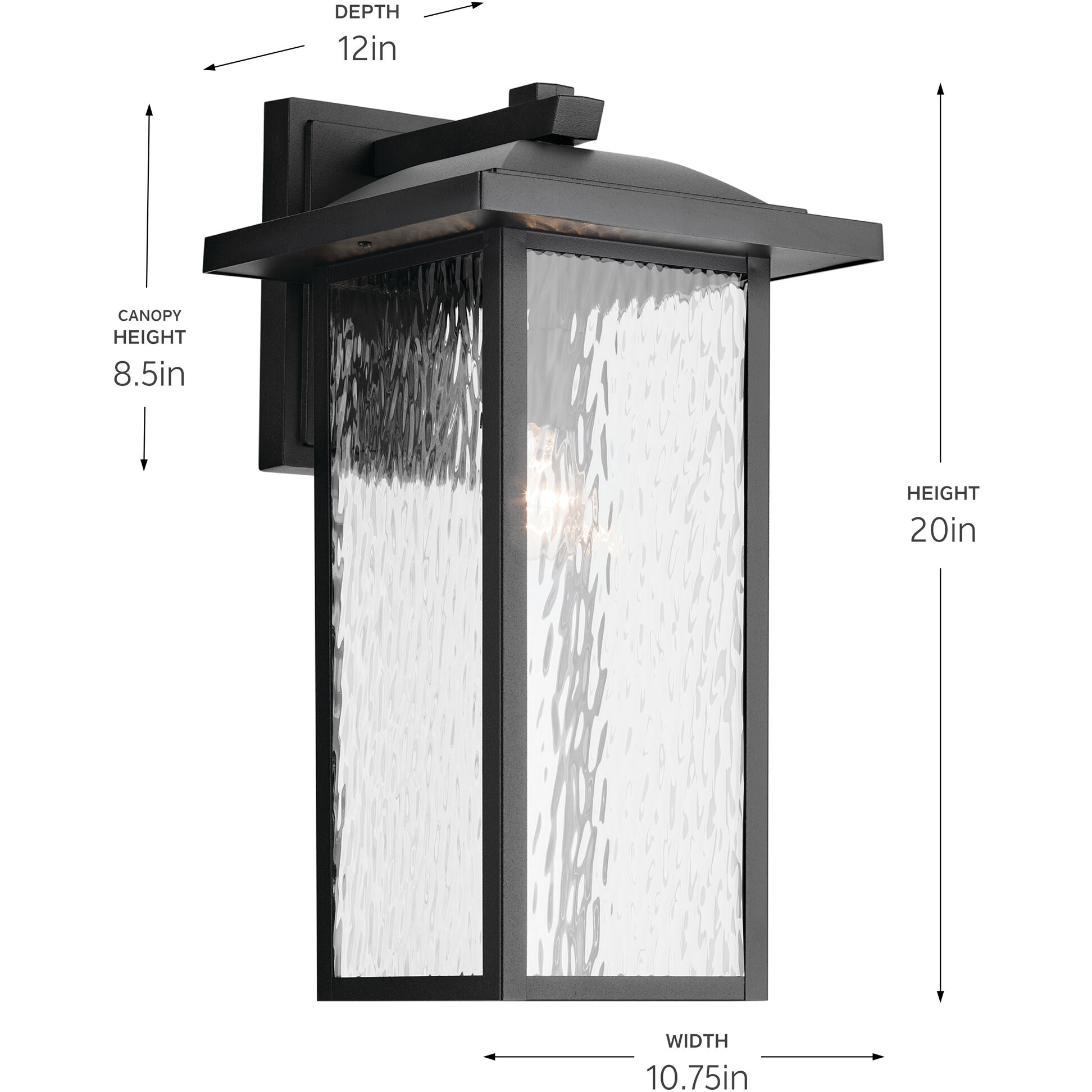 Capanna 1 Light 20 inch Textured Black Outdoor Wall Light