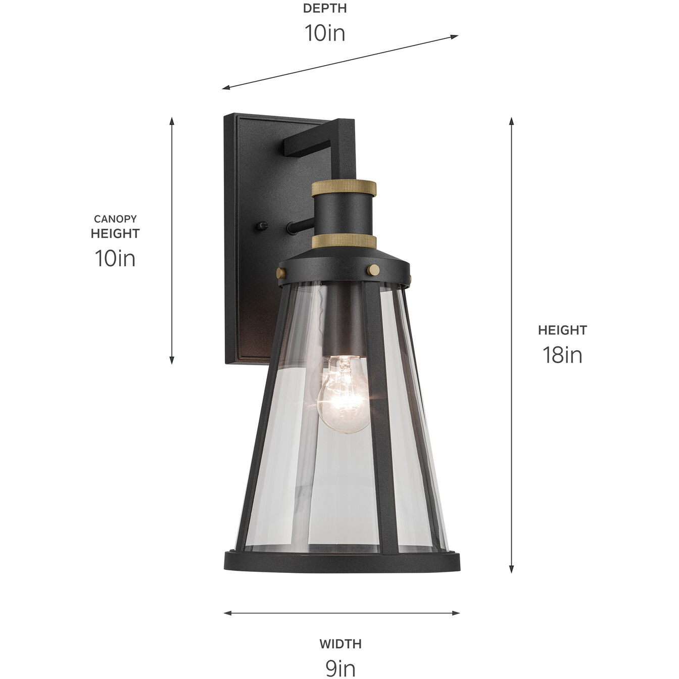 Talman 1 Light 18 inch Black Textured Outdoor Wall, Medium