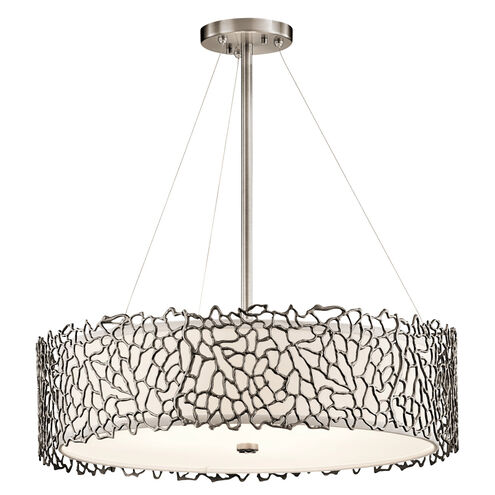Silver Coral 4 Light 22 inch Classic Pewter Chandelier Round Pendant Ceiling Light