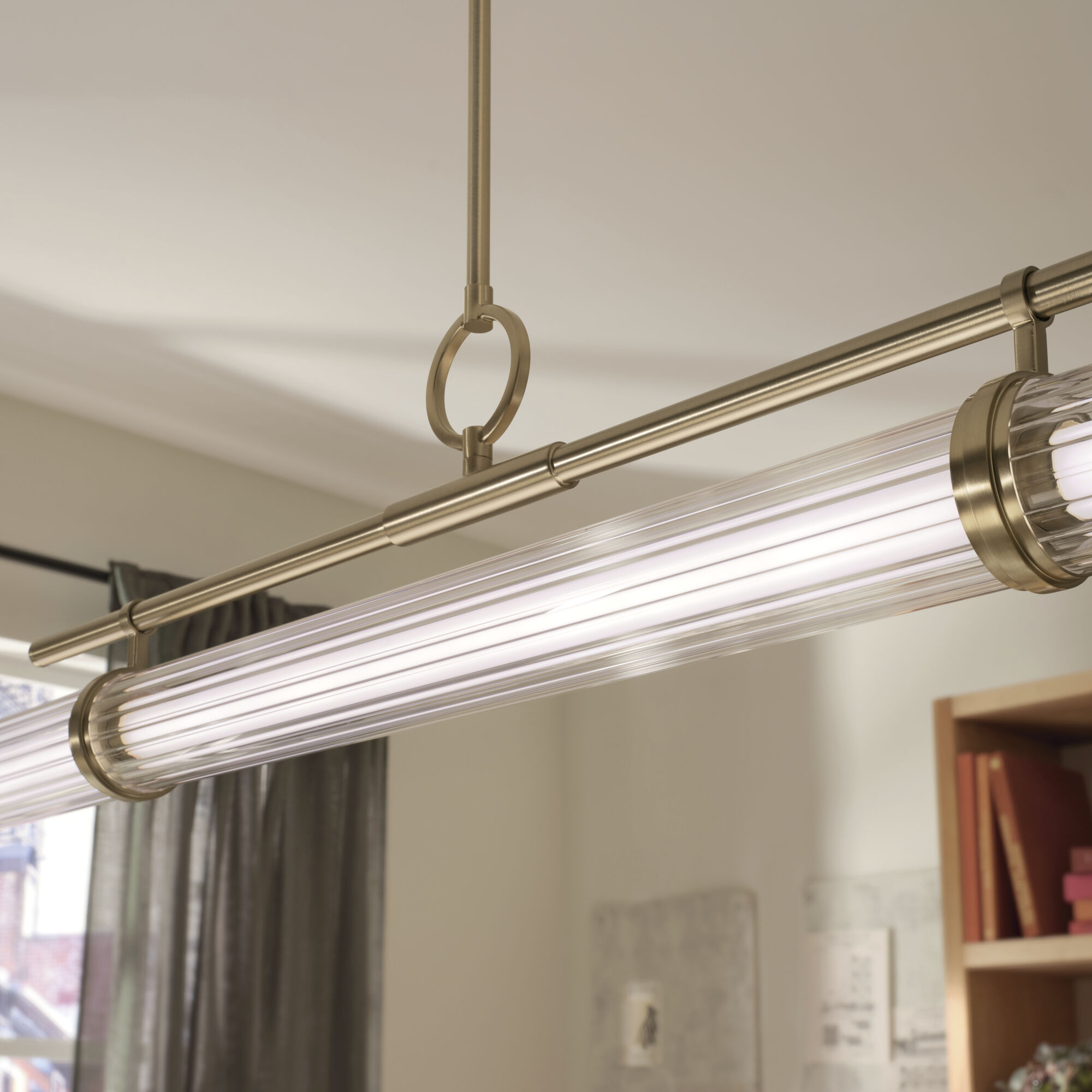 Riven LED 8 inch Champagne Bronze Chandelier Linear Ceiling Light