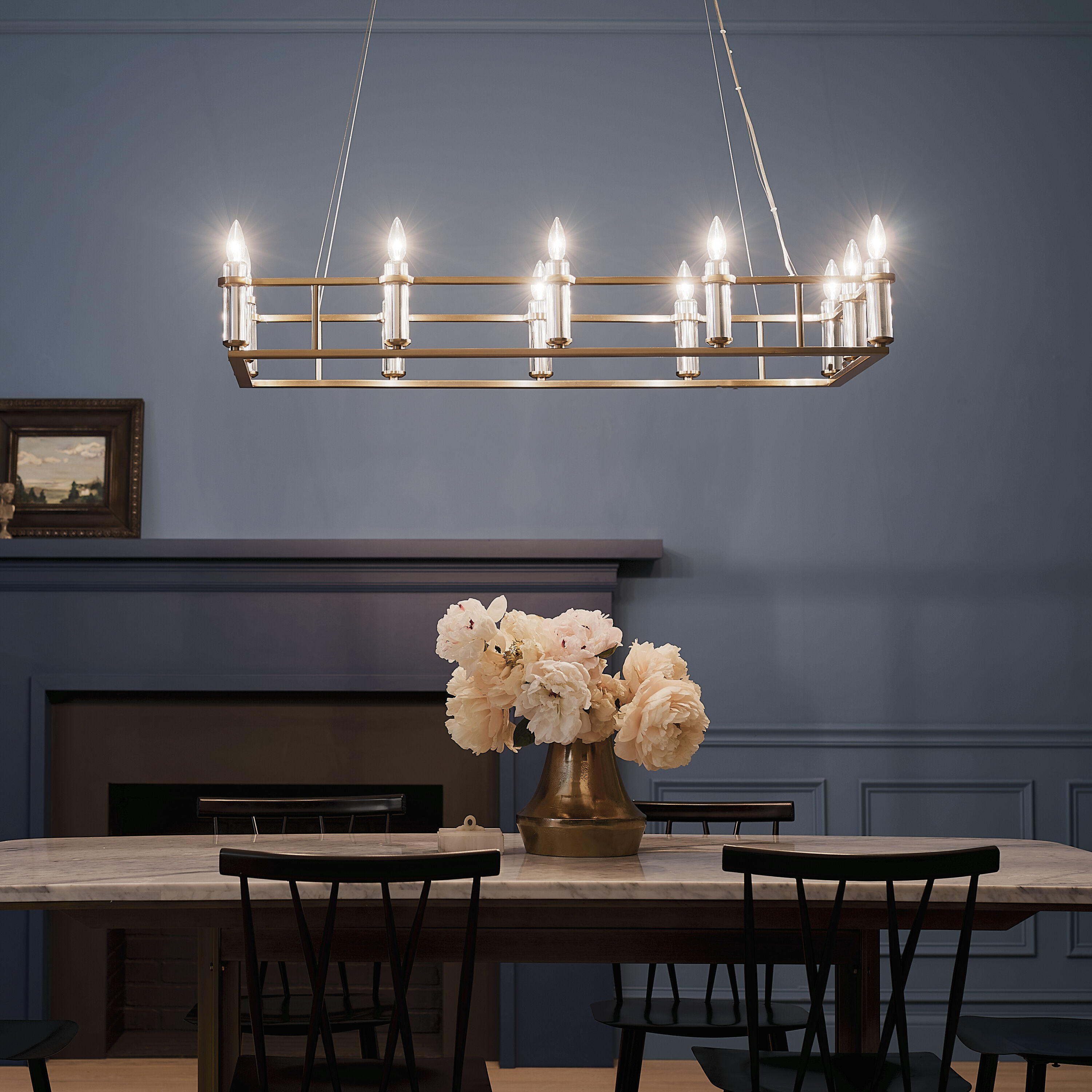 Rosalind 12 Light 17 inch Brushed Natural Brass Chandelier Linear Ceiling Light