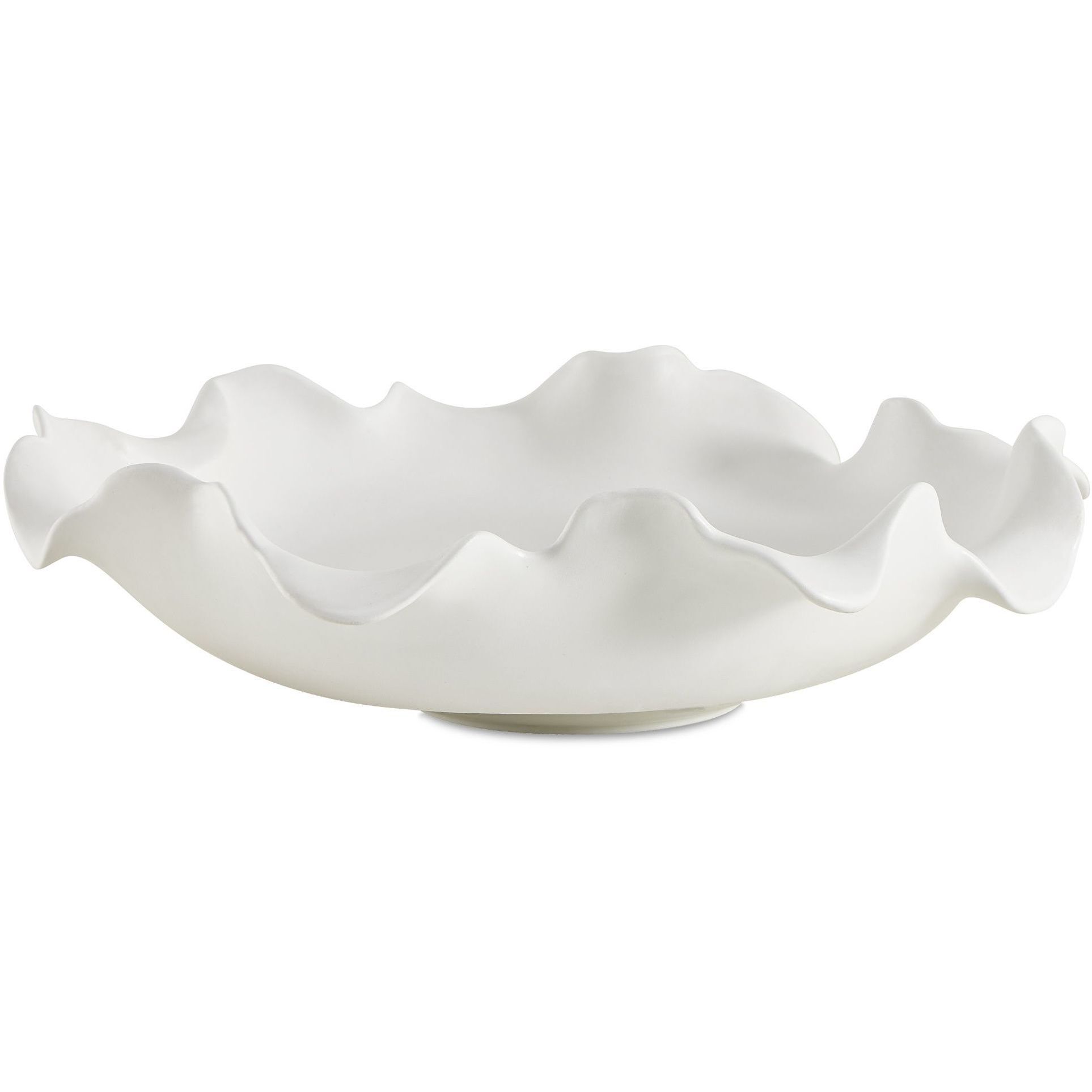Wave Crest White Ceramic Outdoor Bowl