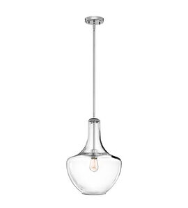 Everly 1 Light 14 inch Chrome Pendant Ceiling Light in Clear