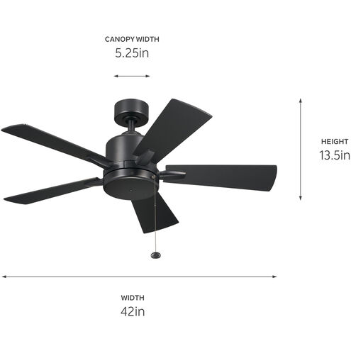 Lucian 42 inch Satin Black with Silver/Black Blades Ceiling Fan