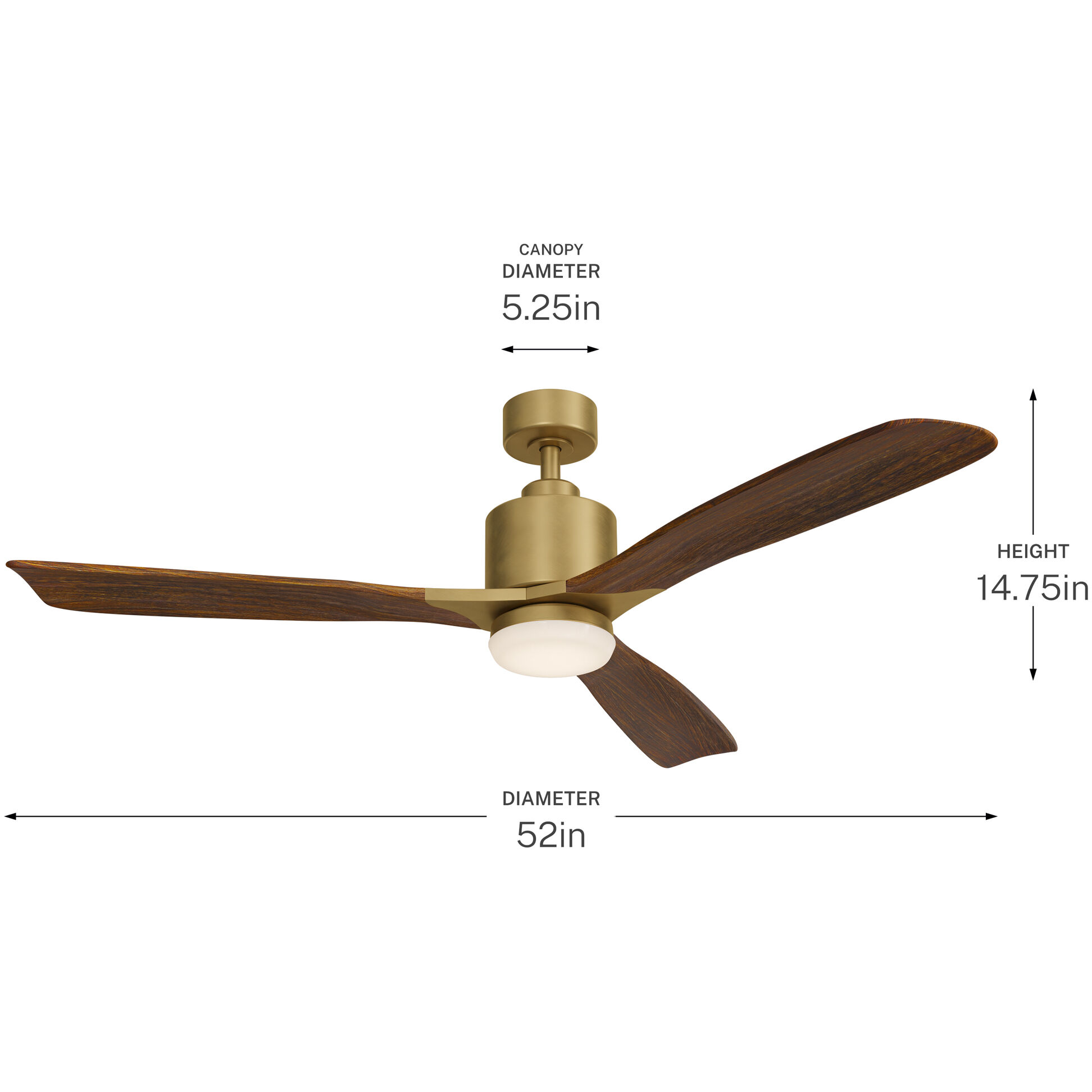 Ridley Ii 52 inch Natural Brass with Cherry Blades Ceiling Fan