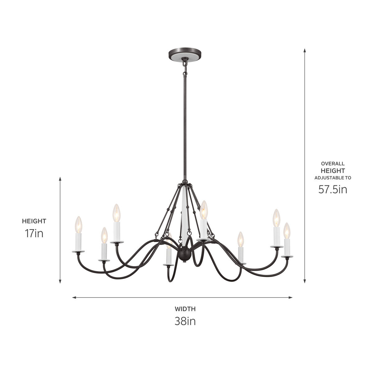 Homestead Freesia 8 Light 38 inch Anvil Iron Chandelier Ceiling Light