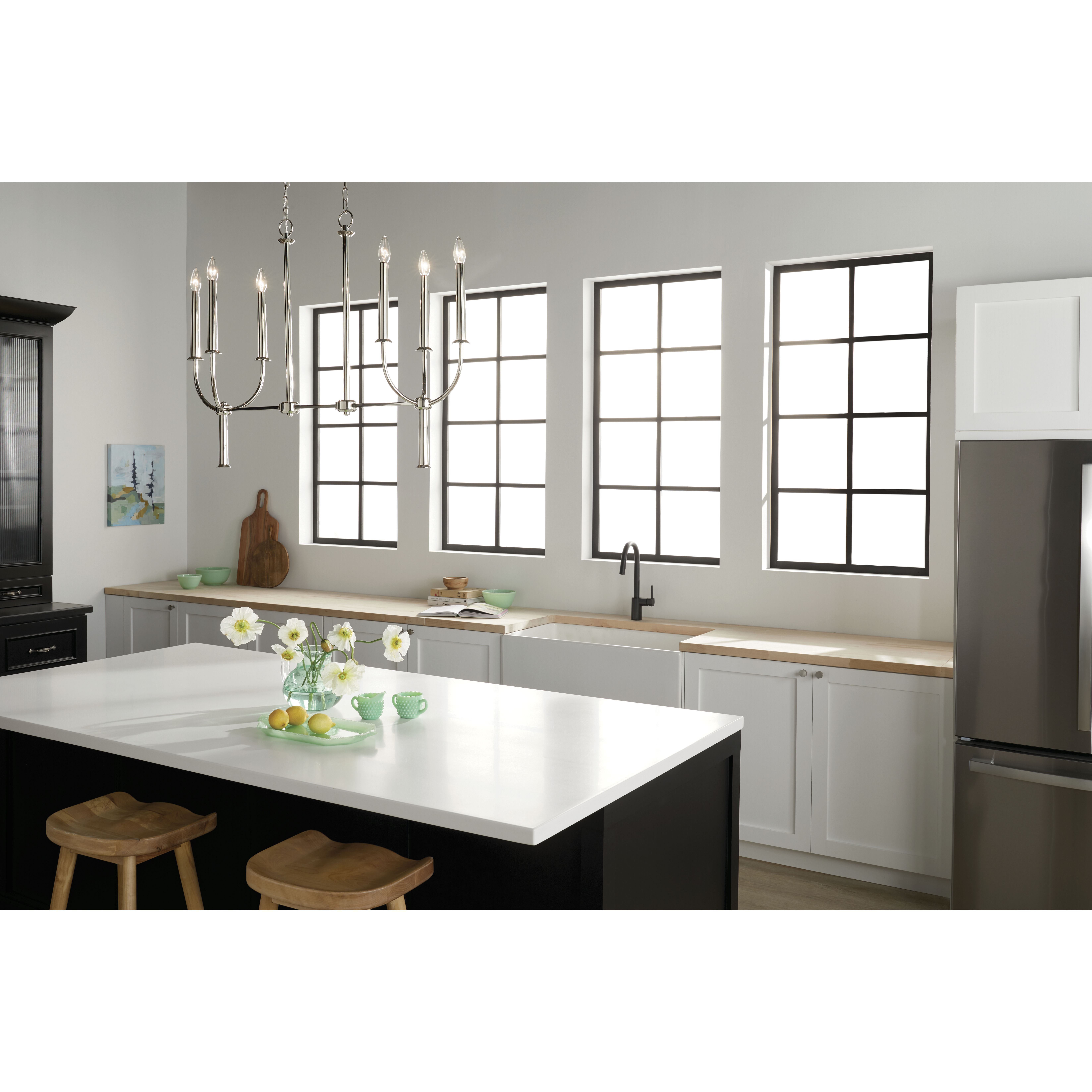 Florence 6 Light 10 inch Polished Nickel Chandelier Linear Ceiling Light