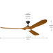 Mylo 80 inch Anvil Iron with Honey Maple Blades Ceiling Fan