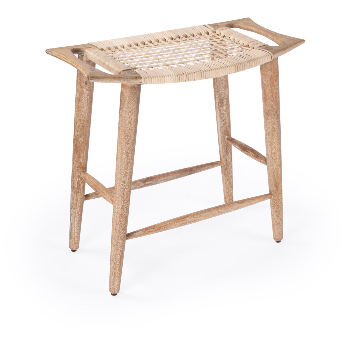 Tristan Natural Wood & Rattan 24.75" Counter Stool in Light Brown