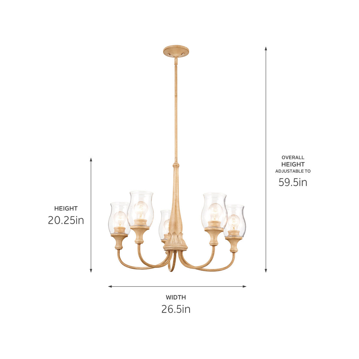 Homestead Melis 5 Light 26.5 inch Adobe Cream Chandelier Ceiling Light in Warm Maple