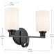 Gioe 2 Light 14.25 inch Black Vanity Light Wall Light