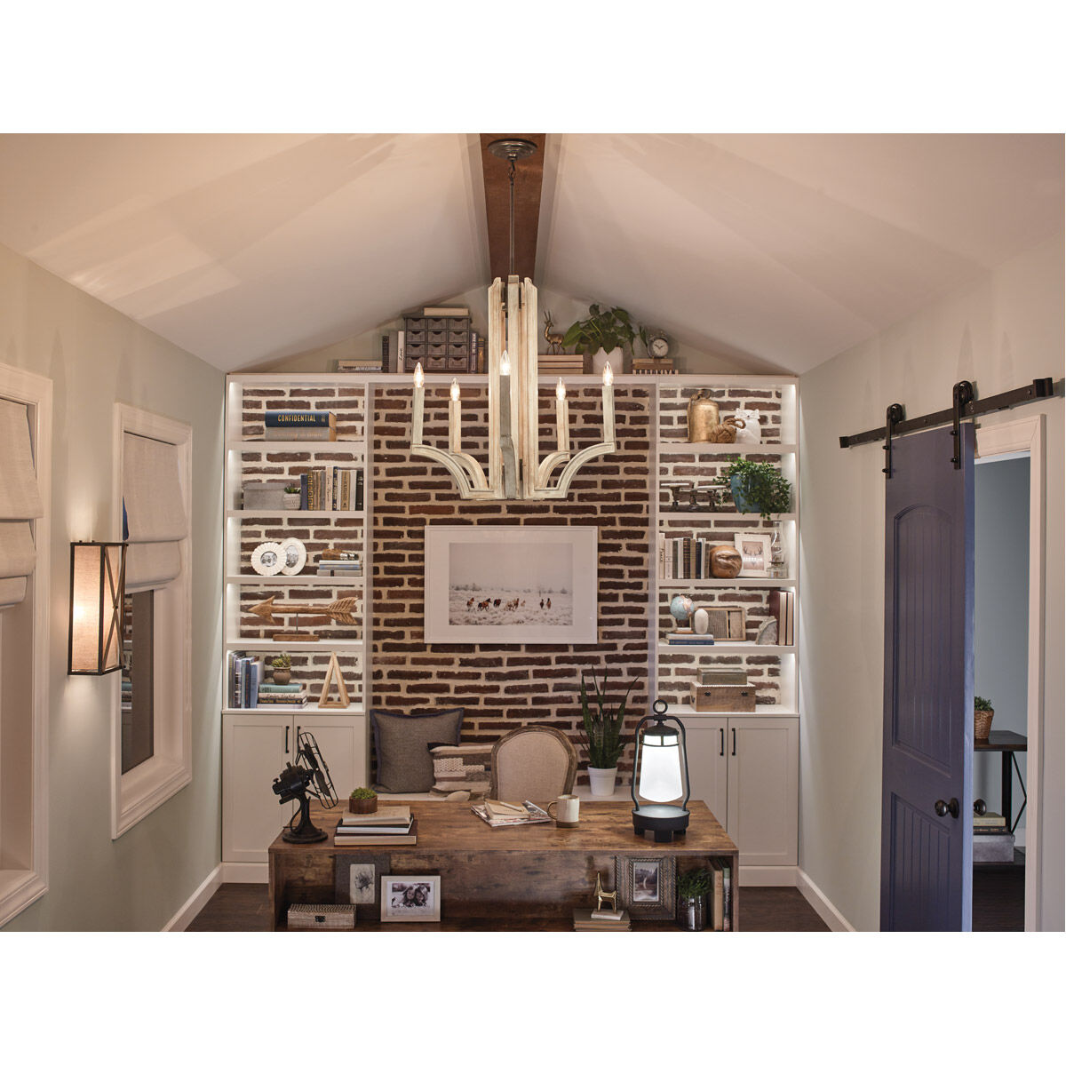 Botanica 5 Light 26 inch Anvil Iron Chandelier 1 Tier Medium Ceiling Light, Medium