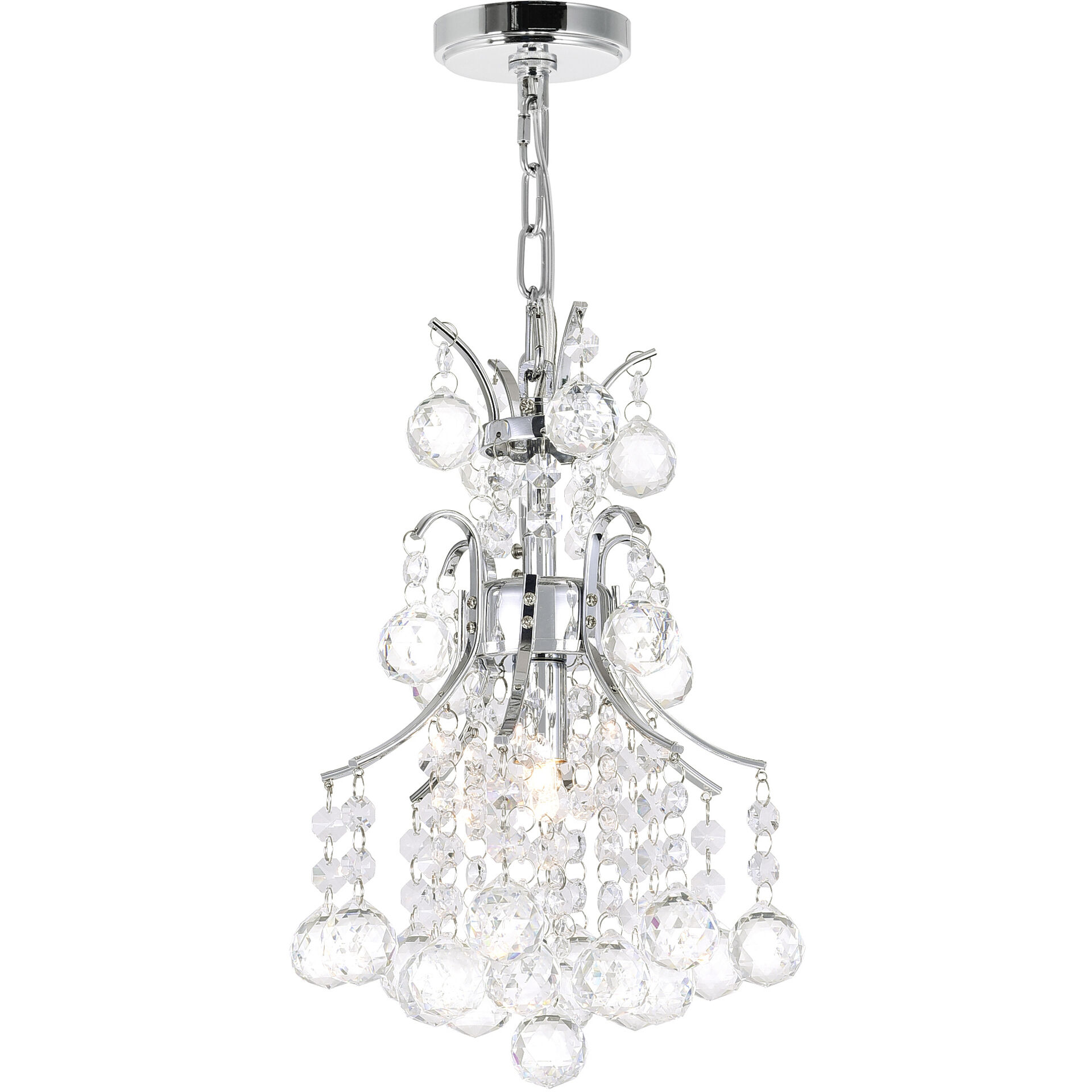 Princess 1 Light 8 inch Chrome Mini Chandelier Ceiling Light