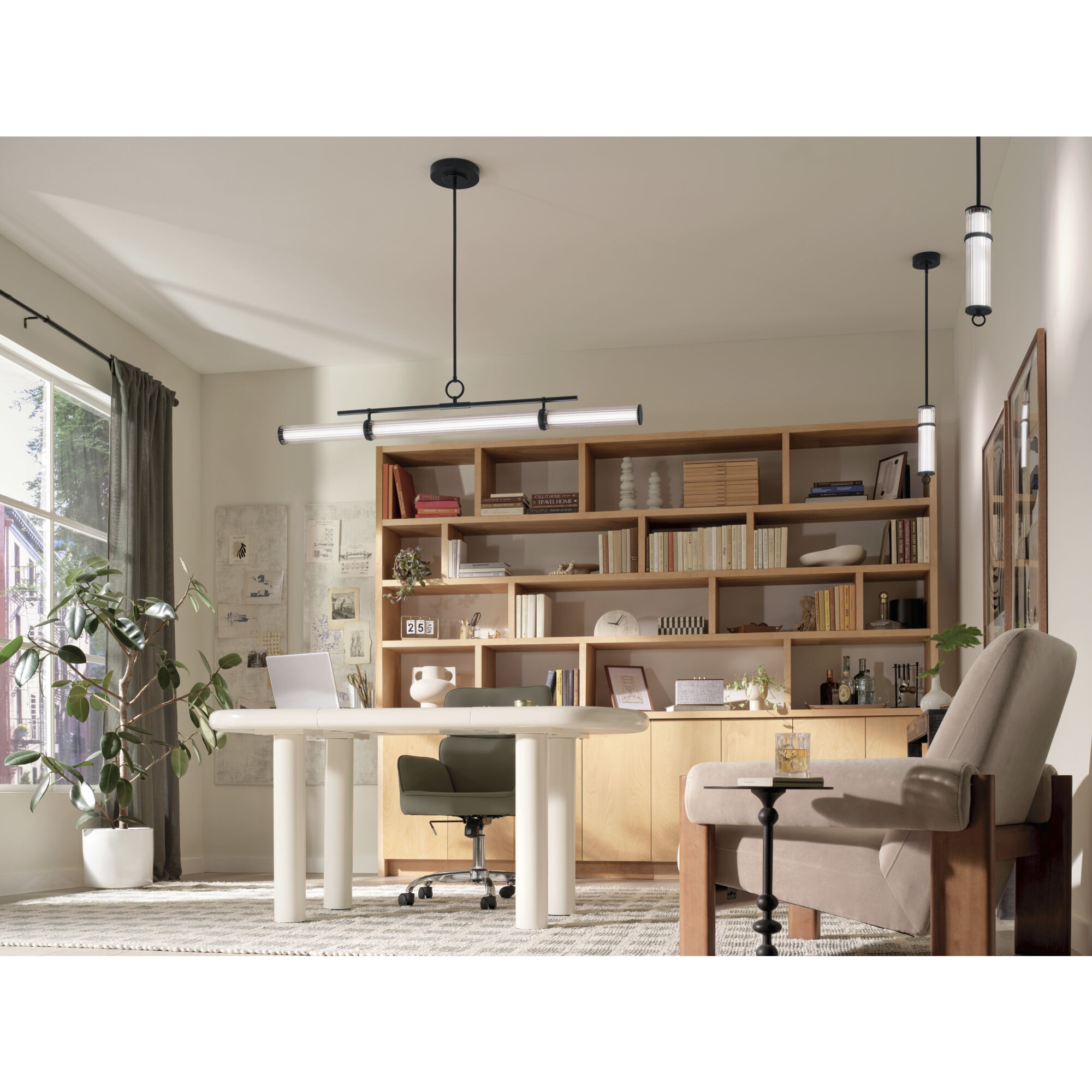 Riven LED 8 inch Black Chandelier Linear Ceiling Light