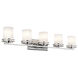 Hendrik 5 Light 43 inch Chrome Wall Mt Bath 5 Arm Wall Light in Satin Etched Cased Opal
