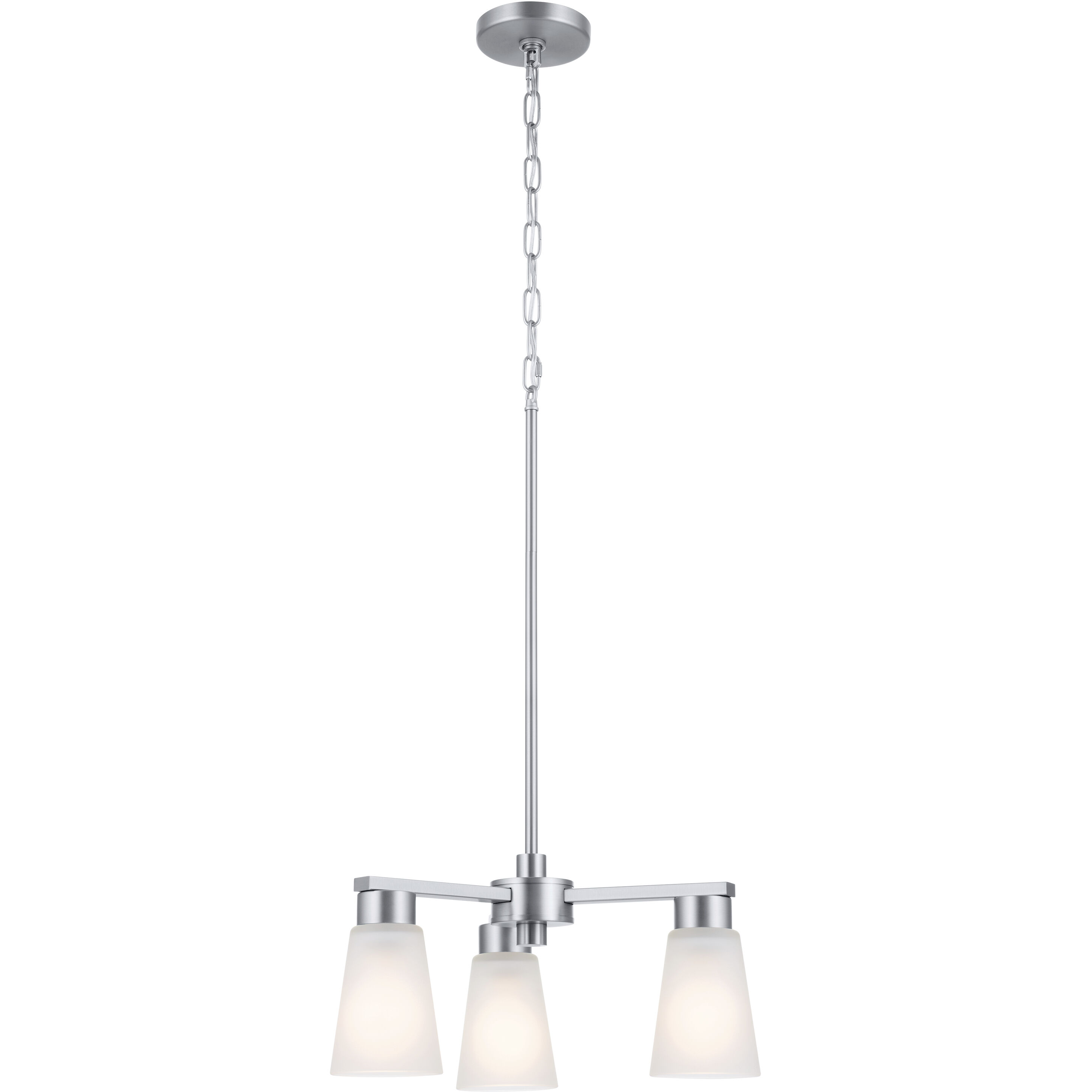Stamos 3 Light Brushed Nickel Chandelier Ceiling Light, Small, 1 Tier