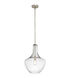 Everly 1 Light 14 inch Brushed Nickel Pendant Ceiling Light in Clear Seeded