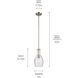 Everly 1 Light Brushed Nickel Pendant Ceiling Light in Clear Seeded