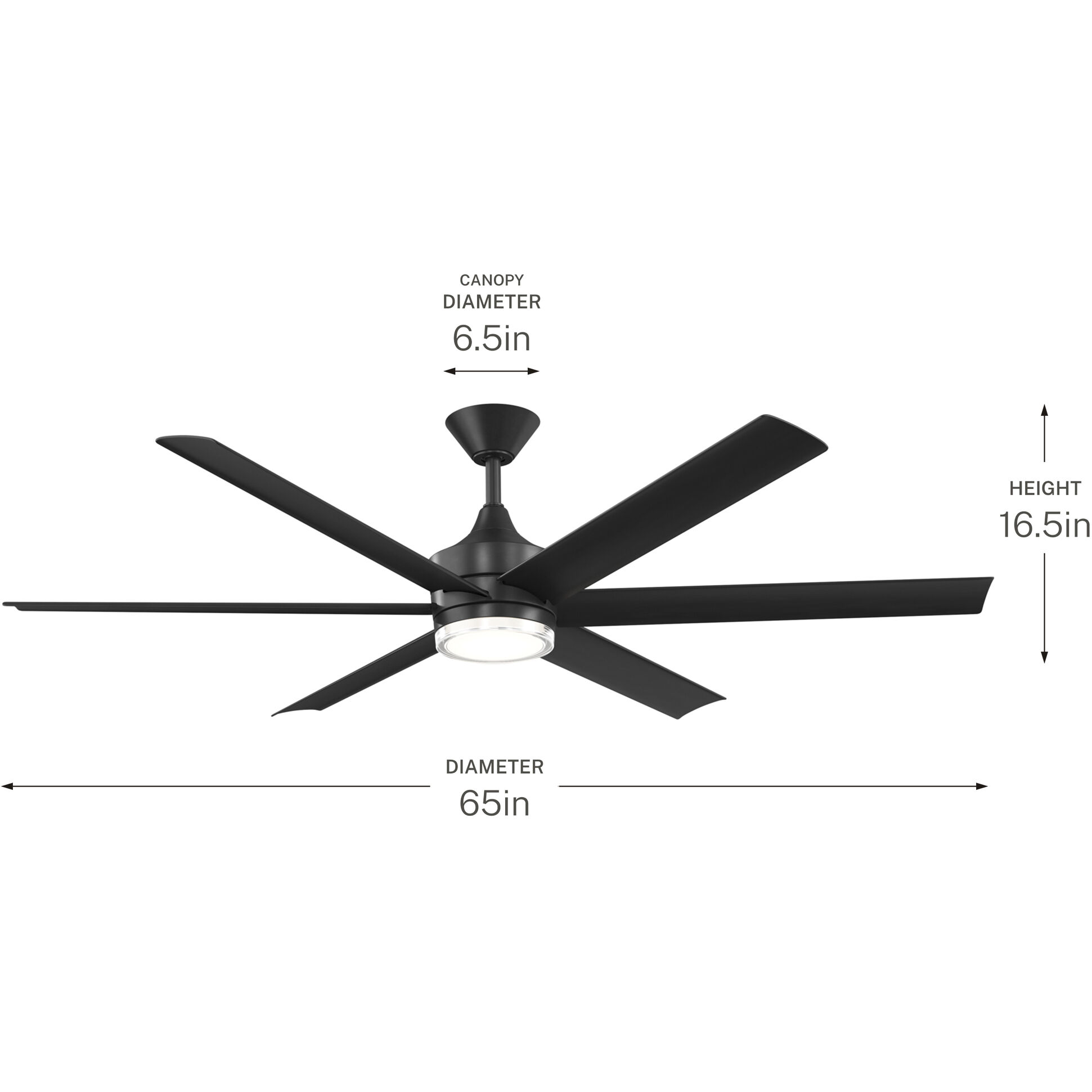 Solen 65 inch Matte Black Ceiling Fan