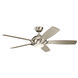Geno 54 inch Brushed Stainless Steel with Silver Blades Ceiling Fan