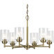 Winslow 6 Light Natural Brass Chandelier Ceiling Light, 1 Tier, Large