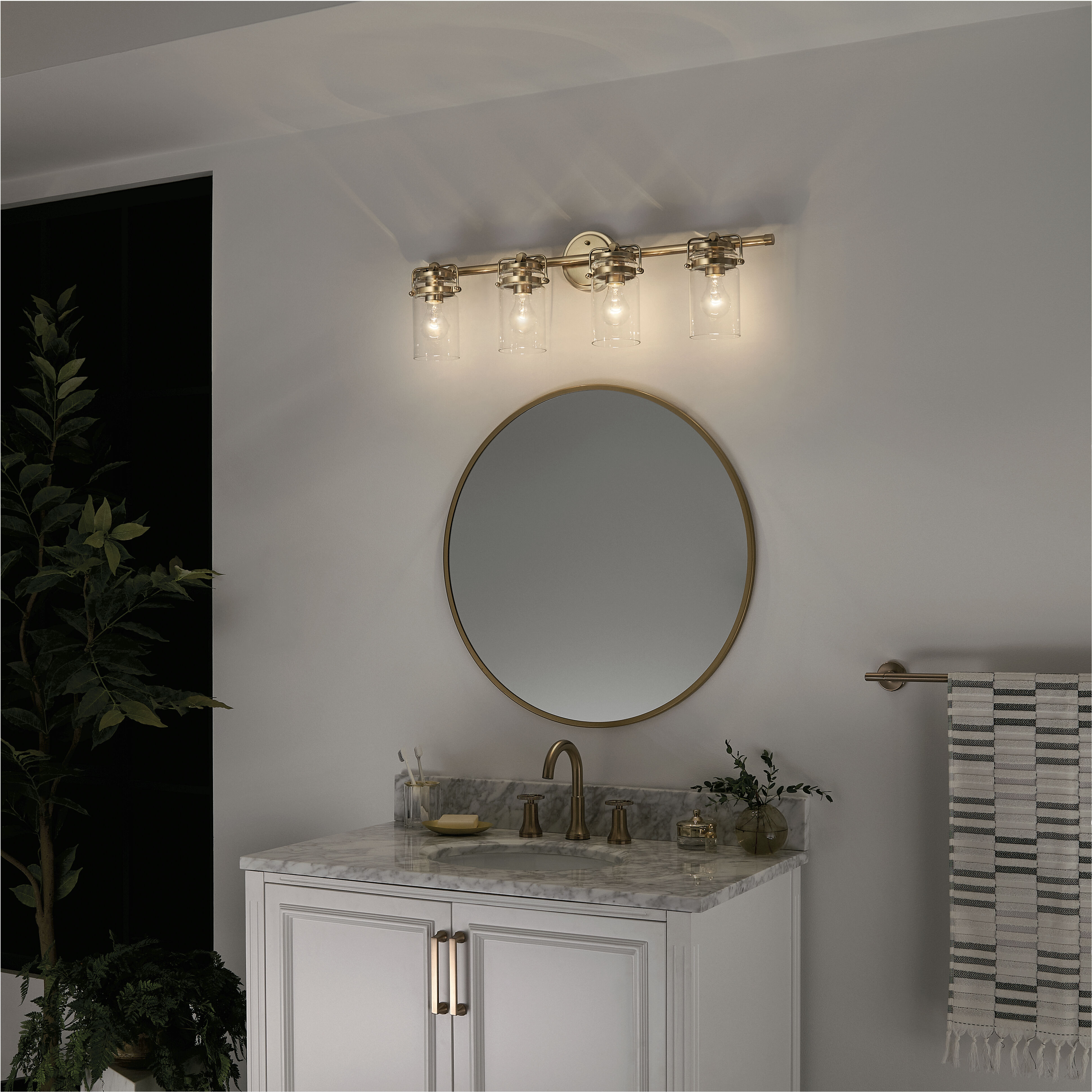 Brinley 4 Light 32.5 inch Champagne Bronze Bath Vanity Light Wall Light