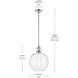 Laria 1 Light Polished Nickel Pendant Ceiling Light in Clear