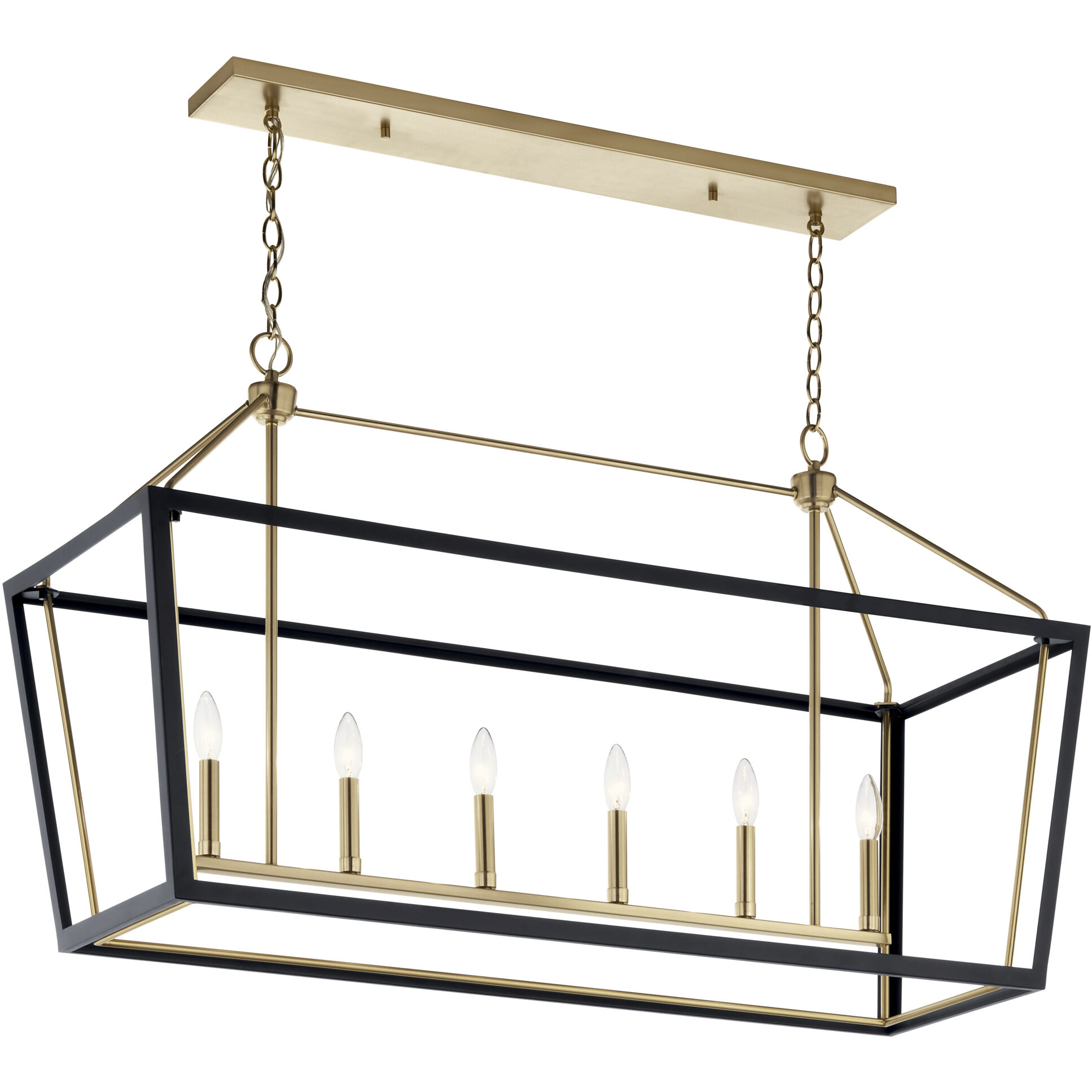 Delvin 6 Light 44.25 inch Champagne Bronze with Black Chandelier Linear Ceiling Light, Single