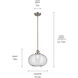 Avery 1 Light Brushed Nickel Pendant Ceiling Light