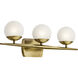 Jasper 3 Light 25 inch Natural Brass Wall Mt Bath 3 Arm Wall Light