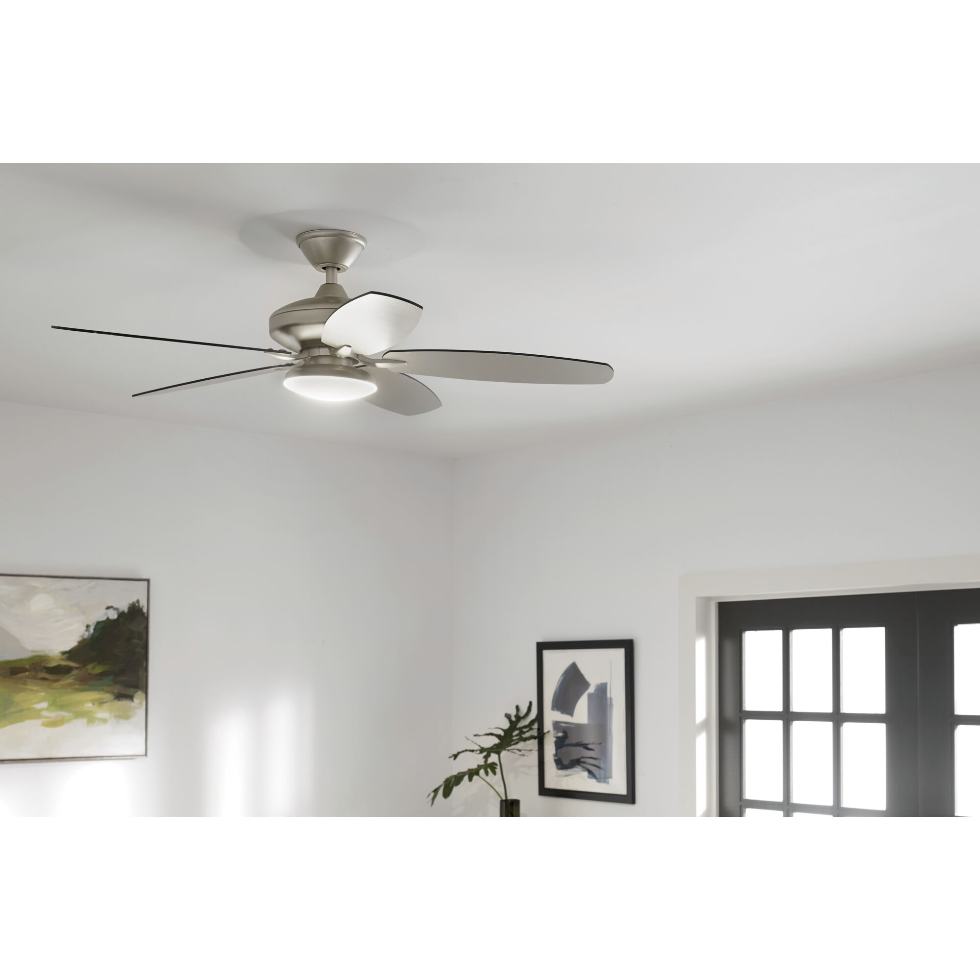 Renew Designer 52 inch Painted Brushed Nickel with Silver Blades Ceiling Fan