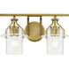 Everett 2 Light 16 inch Brushed Brass Bath Vanity Light Wall Light