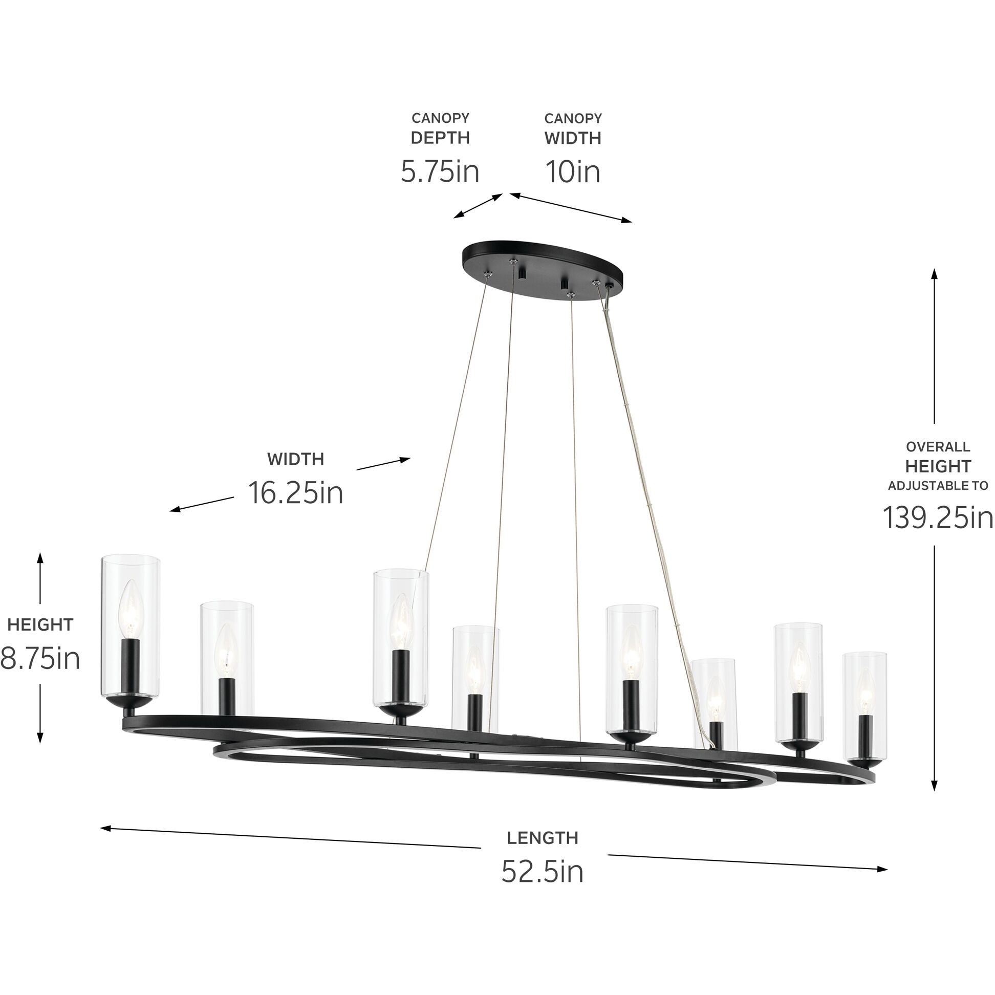 Harpin Linear Chandelier Ceiling Light in Black