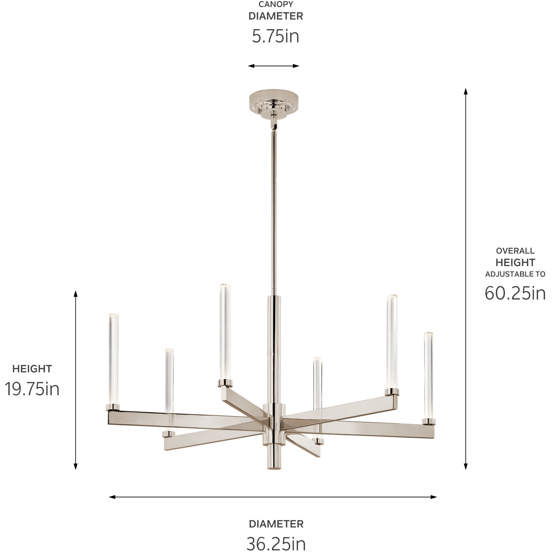 Sycara LED Polished Nickel Chandelier Ceiling Light, 1 Tier Medium