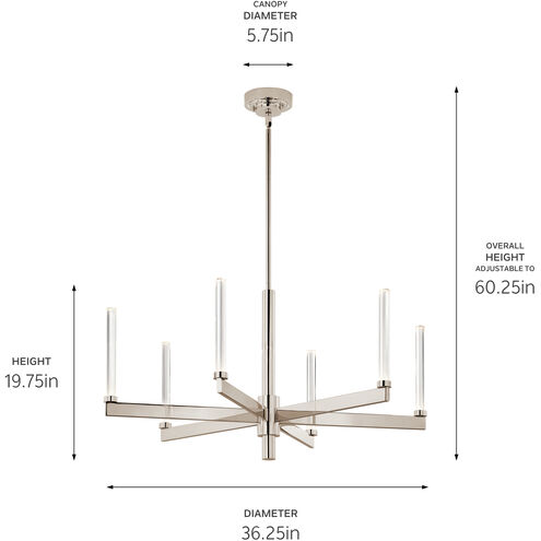 Sycara LED Polished Nickel Chandelier Ceiling Light, 1 Tier Medium