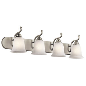 Camerena 4 Light 36 inch Brushed Nickel Wall Mt Bath 4 Arm Wall Light in White Scavo