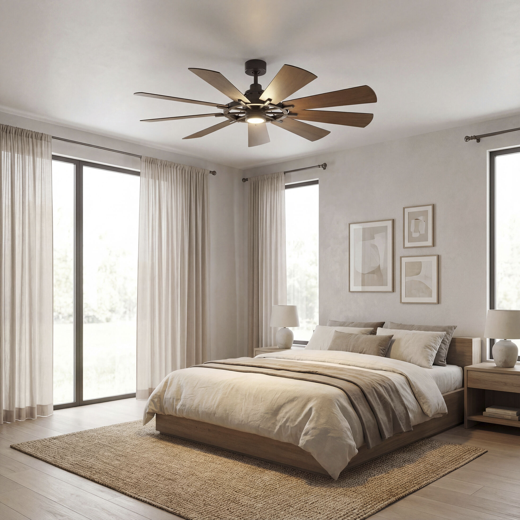 Gentry 65 inch Anvil Iron with Dist Antiq Gray Blades Ceiling Fan in Distressed Antique Gray/Walnut