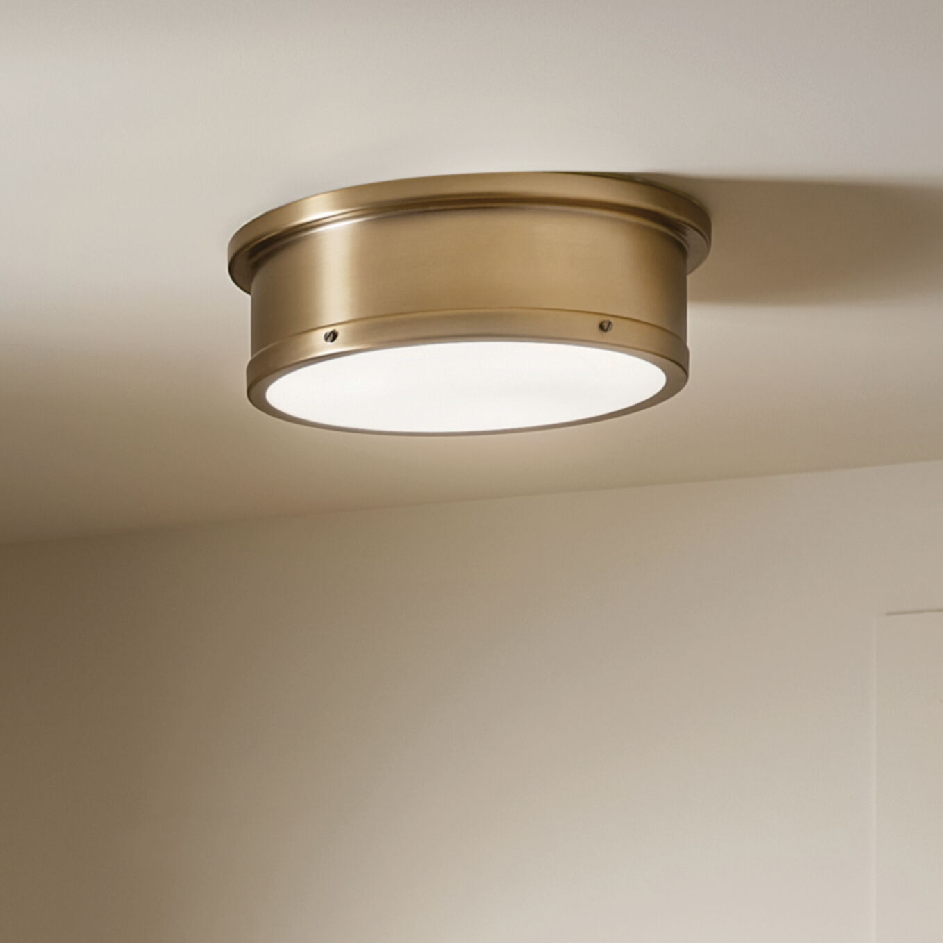 Serca 3 Light 18 inch Brushed Natural Brass Flush Mount Ceiling Light
