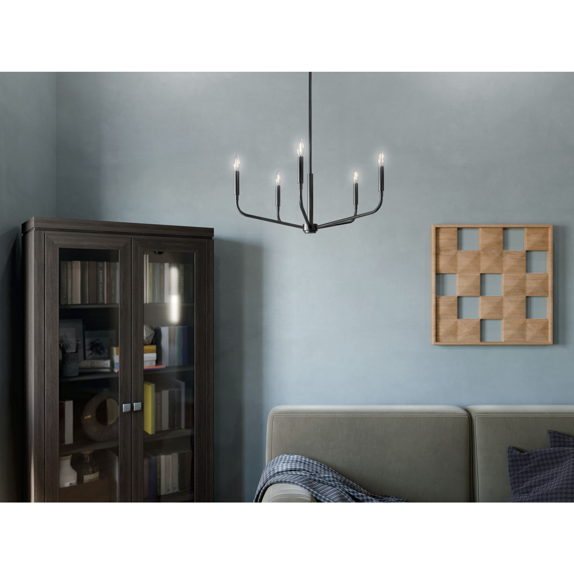 Kichler 52717BK Madden 5 Light Black Chandelier Ceiling